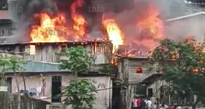 Libreville : Un violent incendie ravage plusieurs maisons en planches au PK7
